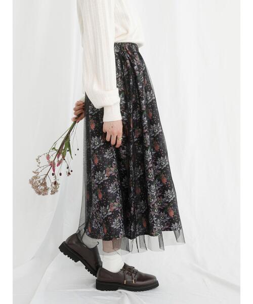 Te chichi TERRASSE（テチチテラス）の「【日比谷花壇コラボ】チュールスカート（スカート・レディース・グレー/ブラック・F）」の14枚目の写真