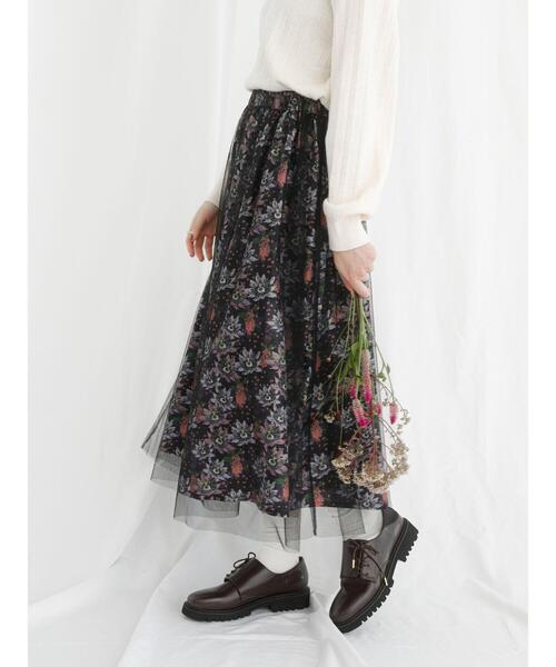 Te chichi TERRASSE（テチチテラス）の「【日比谷花壇コラボ】チュールスカート（スカート・レディース・グレー/ブラック・F）」の16枚目の写真