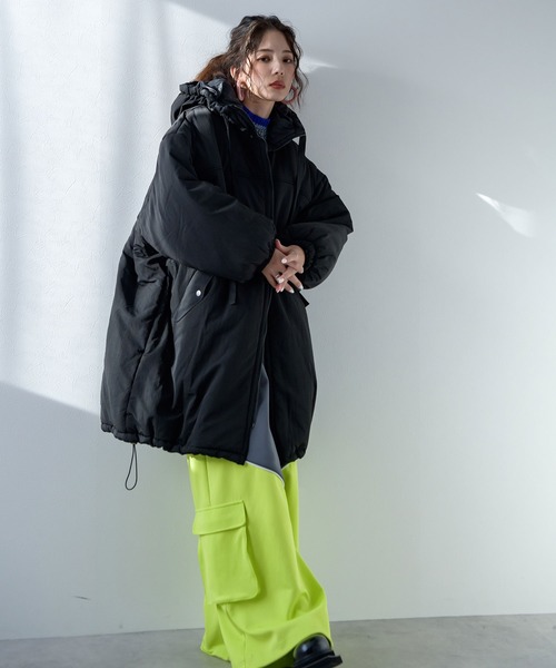 TRUNO ボリュームフードレイヤードダウンコート 撥水加工 フードロングダウンコート｜ナノ・ユニバースの通販｜&mall