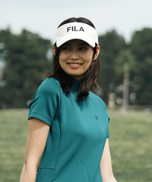 PXG ゴルフ レディース 耳あて付きバイザー グレー FILA GOLF（フィラゴルフ ）の「【FILA GOLF:フィラゴルフ】レディース
