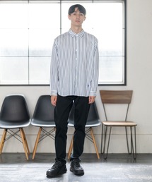 BRICK & SONS | &リラックスバックプリーツシャツ<ホワイトワイドストライプ>(シャツ/ブラウス)