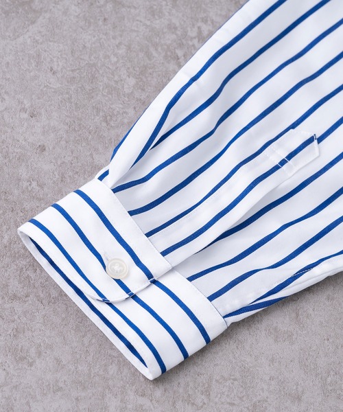 BRICK & SONS(ブリックアンドサンズ)の「&リラックスバックプリーツシャツ<ホワイトワイドストライプ>(シャツ/ブラウス・メンズ・ホワイト・M/XS/S)」の4枚目の写真