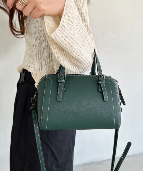 un+frame（アンフレーム）の「boston shoulder bag／2WAYステッチボストンショルダーバッグ（ショルダーバッグ・レディース・ダークブラウン/グリーン/ブラック/ベージュ・FREE）」の4枚目の写真