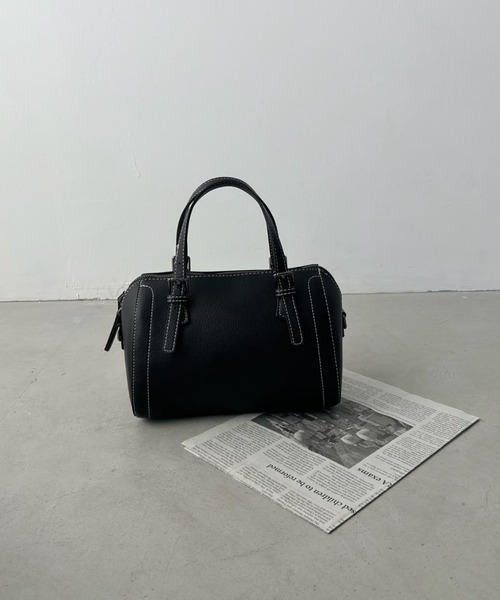 un+frame（アンフレーム）の「boston shoulder bag／2WAYステッチボストンショルダーバッグ（ショルダーバッグ・レディース・ダークブラウン/グリーン/ブラック/ベージュ・FREE）」の7枚目の写真