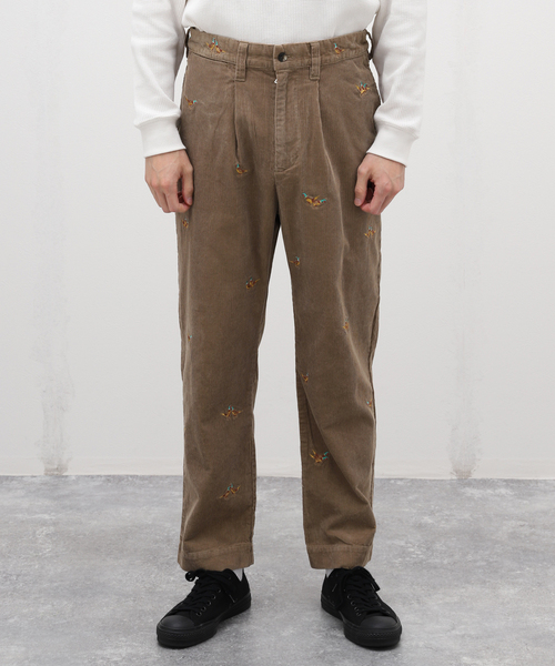 JOURNAL STANDARD relume（ジャーナルスタンダード　レリューム）の「総柄 刺しゅうコーデュロイ イージーパンツ "BIRD"（その他パンツ・メンズ・ブラック/ウッド・MEDIUM/LARGE）」の4枚目の写真