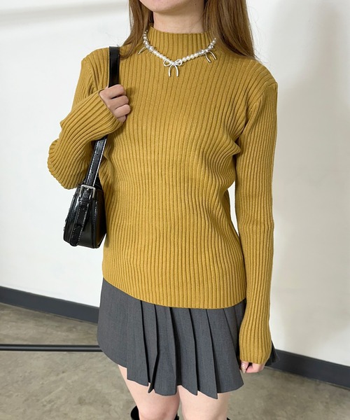 non-hedge（ノンヘッジ）の「ボトルリブニットトップス（ニット/セーター・レディース・チャコールグレー/ブラック/ベージュ/ブラウン/グレー/アイボリー/モカ/ブルー/キャメル/イエロー/ダークブラウン/カーキ・FREE）」の11枚目の写真