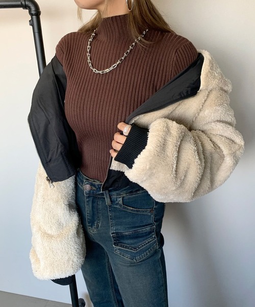 non-hedge（ノンヘッジ）の「ボトルリブニットトップス（ニット/セーター・レディース・チャコールグレー/ブラック/ベージュ/ブラウン/グレー/アイボリー/モカ/ブルー/キャメル/イエロー/ダークブラウン/カーキ・FREE）」の15枚目の写真