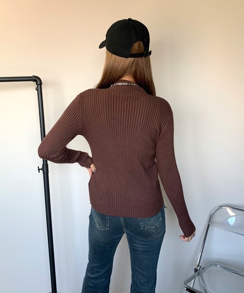 non-hedge（ノンヘッジ）の「ボトルリブニットトップス（ニット/セーター・レディース・チャコールグレー/ブラック/ベージュ/ブラウン/グレー/アイボリー/モカ/ブルー/キャメル/イエロー/ダークブラウン/カーキ・FREE）」の18枚目の写真