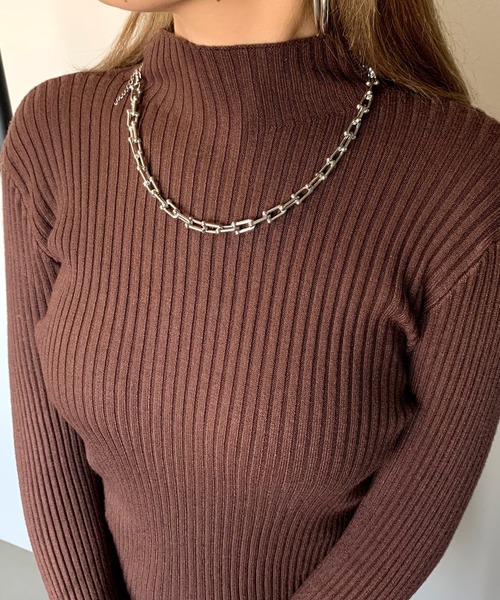 non-hedge（ノンヘッジ）の「ボトルリブニットトップス（ニット/セーター・レディース・チャコールグレー/ブラック/ベージュ/ブラウン/グレー/アイボリー/モカ/ブルー/キャメル/イエロー/ダークブラウン/カーキ・FREE）」の19枚目の写真