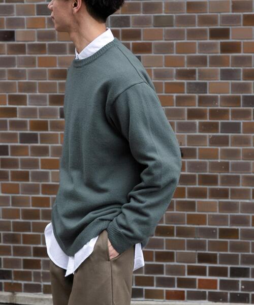 FORK&SPOON（フォークアンドスプーン）の「FORK&SPOON　ウールアセテートクルーネックニット（ニット/セーター・メンズ・グレー系その他/ブラック/ベージュ・5/4）」の3枚目の写真