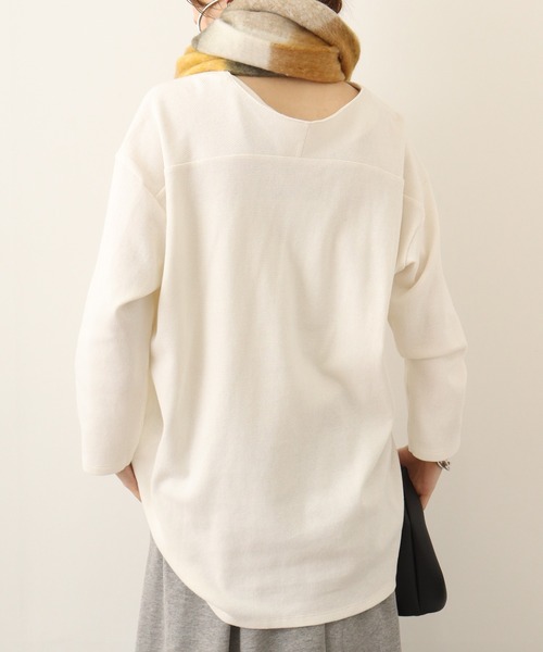 atONE(アットワン)の「atONE ワッフルロングスリーブプルオーバー(Tシャツ/カットソー・レディース・ブラック/杢グレー/カーキ/パープル/オレンジ/ホワイト/ネイビー・M~L/4L~5L/LL~3L)」の12枚目の写真