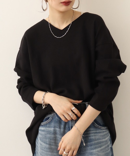 atONE(アットワン)の「atONE ワッフルロングスリーブプルオーバー(Tシャツ/カットソー・レディース・ブラック/杢グレー/カーキ/パープル/オレンジ/ホワイト/ネイビー・M~L/4L~5L/LL~3L)」の14枚目の写真