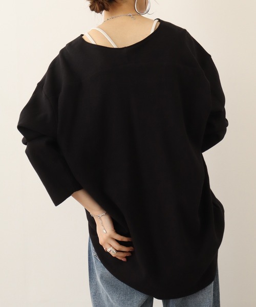 atONE(アットワン)の「atONE ワッフルロングスリーブプルオーバー(Tシャツ/カットソー・レディース・ブラック/杢グレー/カーキ/パープル/オレンジ/ホワイト/ネイビー・M~L/4L~5L/LL~3L)」の17枚目の写真