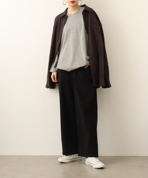 atONE(アットワン)の「atONE ワッフルロングスリーブプルオーバー(Tシャツ/カットソー・レディース・ブラック/杢グレー/カーキ/パープル/オレンジ/ホワイト/ネイビー・M~L/4L~5L/LL~3L)」の20枚目の写真