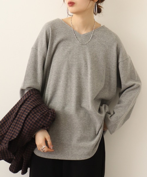 atONE(アットワン)の「atONE ワッフルロングスリーブプルオーバー(Tシャツ/カットソー・レディース・ブラック/杢グレー/カーキ/パープル/オレンジ/ホワイト/ネイビー・M~L/4L~5L/LL~3L)」の21枚目の写真