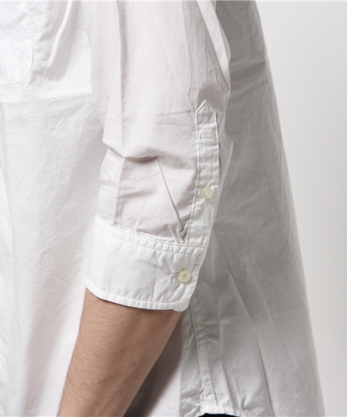 RAGEBLUE（レイジブルー）の「タイプライターバンドカラーシャツ7分袖/567882（シャツ/ブラウス・メンズ・オリーブ/キャメル/ホワイト/ダークグリーン・MEDIUM/LARGE）」の13枚目の写真