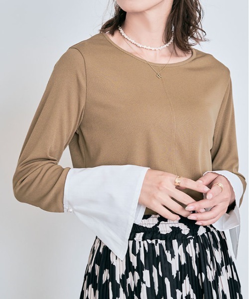 kirakiraShop(キラキラショップ)の「ベルカフス リブ トップス(Tシャツ/カットソー・レディース・ベージュ/オフホワイト/ブラック・M/L)」の8枚目の写真