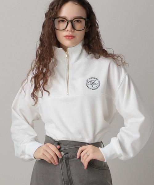 FOREVER 21（フォーエバー トゥエンティーワン）の「【2024SS】ハーフジップスウェット（スウェット・レディース・ホワイト/ネイビー/オレンジ・FREE）」の2枚目の写真