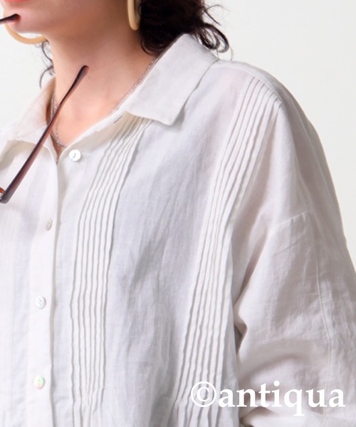 antiqua(アンティカ)の「綿麻シャツ(シャツ/ブラウス・レディース・ブラック/ナチュラル・R/P)」の16枚目の写真