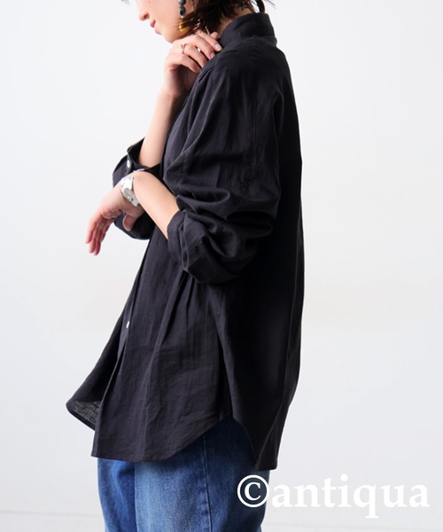 antiqua(アンティカ)の「綿麻シャツ(シャツ/ブラウス・レディース・ブラック/ナチュラル・R/P)」の5枚目の写真