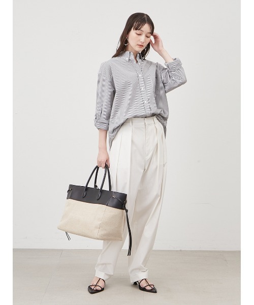 Mila Owen（ミラオーウェン）の「後ろゴム2タックダンディワークパンツ（スラックス・レディース・ピンク/チャコールグレー/アイボリー・0/1）」の4枚目の写真