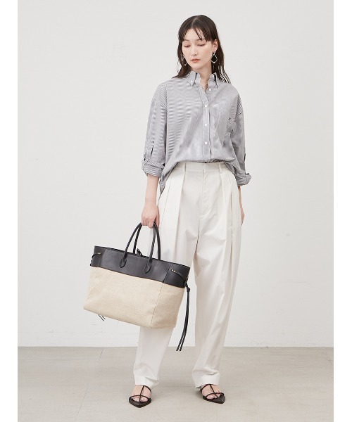 Mila Owen（ミラオーウェン）の「後ろゴム2タックダンディワークパンツ（スラックス・レディース・ピンク/チャコールグレー/アイボリー・0/1）」の15枚目の写真