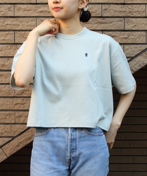 GYMPHLEX(ジムフレックス)の「GYMPHLEX/ジムフレックス クルーネックショートプルオーバー CREWNECK SHORT PULLOVER GY-C0324 FLK(Tシャツ/カットソー・レディース・ミント/ホワイト/ブラック/グレイッシュベージュ・14)」の4枚目の写真