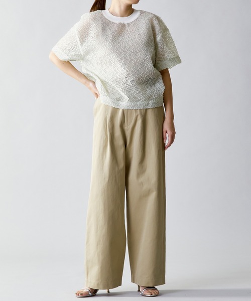 near.nippon.（ニアーニッポン）の「＜near.nippon (ニアー ニッポン)＞ファンシーカットジャカードトップス（Tシャツ/カットソー・レディース・グリーン・FREE）」の10枚目の写真