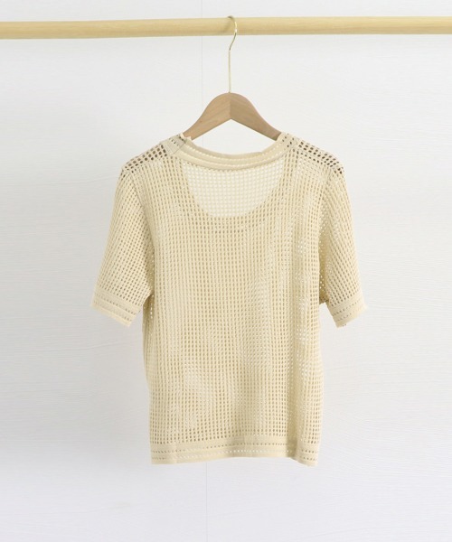 Miniministore(ミニミニストア)の「メッシュサマーニット レディース半袖 夏服半袖(Tシャツ/カットソー・レディース・ホワイト/ベージュ/ブラック・FREE)」の15枚目の写真