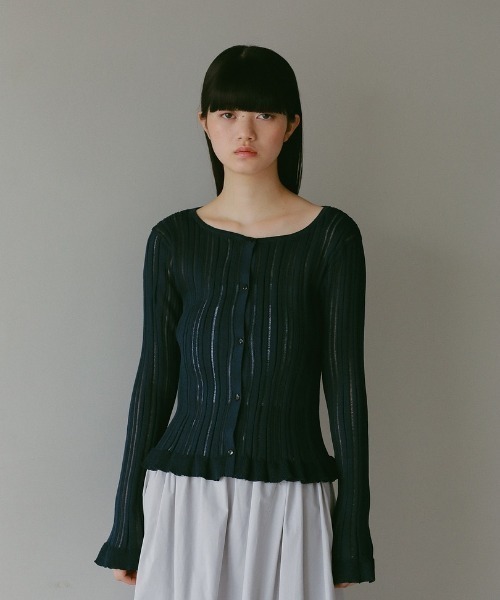 casafline ランダム透かしリブカーディガン CASA FLINE - RIB CARDIGAN / ランダム透かしリブカーディガン