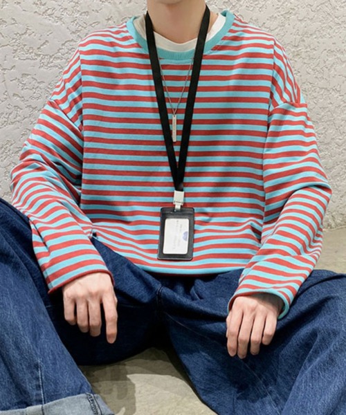 BALMAIN 14SS ダメージ加工 ボーダーカットソー BALMAIN