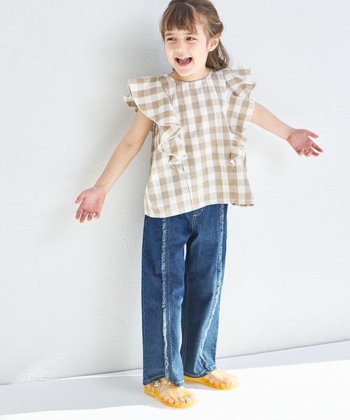 pairmanon（ペアマノン）の「センターライン フリンジデニムパンツ（デニムパンツ・キッズ・インディゴブルー/ライトブルー/ブルー・100/110/120/130/140/150/90）」の20枚目の写真