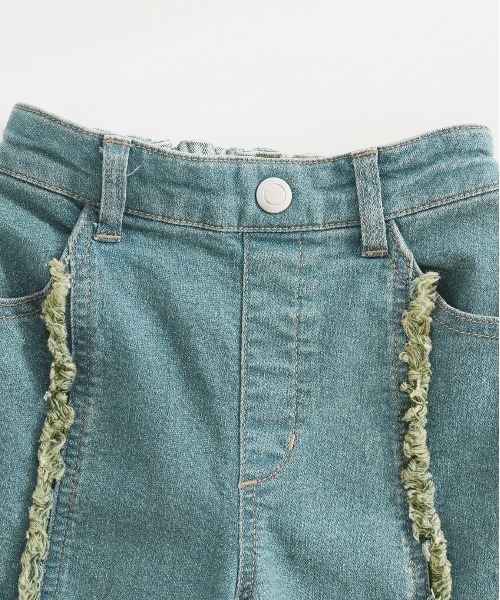 pairmanon（ペアマノン）の「センターライン フリンジデニムパンツ（デニムパンツ・キッズ・インディゴブルー/ライトブルー/ブルー・100/110/120/130/140/150/90）」の4枚目の写真