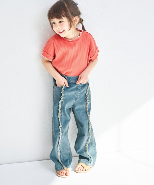pairmanon（ペアマノン）の「センターライン フリンジデニムパンツ（デニムパンツ・キッズ・インディゴブルー/ライトブルー/ブルー・100/110/120/130/140/150/90）」の14枚目の写真