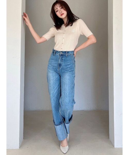 RESEXXY(リゼクシー)の「ロゴ刺繍ポロニットトップス(ニット/セーター・レディース・ピンク/ブルー/ブラック/アイボリー・FREE)」の15枚目の写真