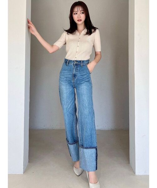 RESEXXY(リゼクシー)の「ロゴ刺繍ポロニットトップス(ニット/セーター・レディース・ピンク/ブルー/ブラック/アイボリー・FREE)」の16枚目の写真