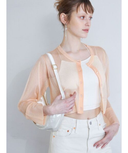 MERCURYDUO(マーキュリーデュオ)の「スパークルシアーカーデ(カーディガン/ボレロ・レディース・オフホワイト/オレンジ/ラベンダー・FREE)」の20枚目の写真