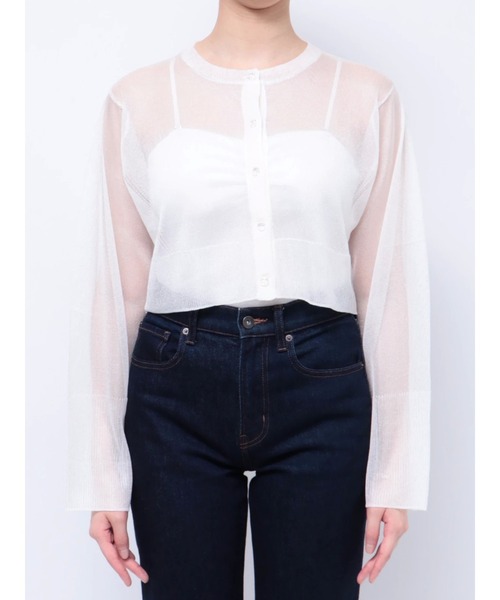 MERCURYDUO(マーキュリーデュオ)の「スパークルシアーカーデ(カーディガン/ボレロ・レディース・オフホワイト/オレンジ/ラベンダー・FREE)」の2枚目の写真