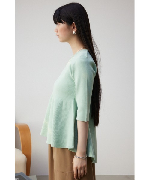 AZUL by moussy(アズールバイマウジー)の「ペプラム5分袖ニットトップス(ニット/セーター・レディース・アイボリー/ブラック/グリーン系その他・FREE)」の19枚目の写真