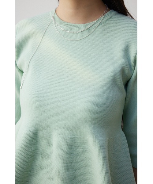 AZUL by moussy(アズールバイマウジー)の「ペプラム5分袖ニットトップス(ニット/セーター・レディース・アイボリー/ブラック/グリーン系その他・FREE)」の21枚目の写真