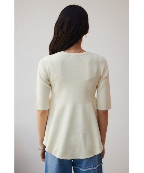 AZUL by moussy(アズールバイマウジー)の「ペプラム5分袖ニットトップス(ニット/セーター・レディース・アイボリー/ブラック/グリーン系その他・FREE)」の9枚目の写真