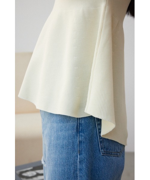 AZUL by moussy(アズールバイマウジー)の「ペプラム5分袖ニットトップス(ニット/セーター・レディース・アイボリー/ブラック/グリーン系その他・FREE)」の13枚目の写真