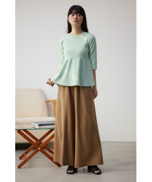 AZUL by moussy(アズールバイマウジー)の「ペプラム5分袖ニットトップス(ニット/セーター・レディース・アイボリー/ブラック/グリーン系その他・FREE)」の17枚目の写真