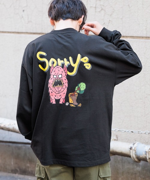 RAGEBLUE（レイジブルー）の「【toothblue/トゥースブルー】イラストレーターコラボ/ルーズロンT（Tシャツ/カットソー・メンズ・ブラック/イエロー/オレンジ/ホワイト・LARGE/MEDIUM）」の3枚目の写真