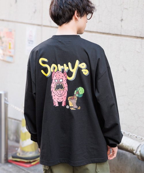 RAGEBLUE（レイジブルー）の「【toothblue/トゥースブルー】イラストレーターコラボ/ルーズロンT（Tシャツ/カットソー・メンズ・ブラック/イエロー/オレンジ/ホワイト・LARGE/MEDIUM）」の18枚目の写真