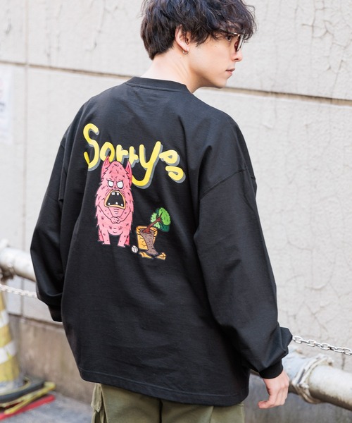 RAGEBLUE（レイジブルー）の「【toothblue/トゥースブルー】イラストレーターコラボ/ルーズロンT（Tシャツ/カットソー・メンズ・ブラック/イエロー/オレンジ/ホワイト・LARGE/MEDIUM）」の7枚目の写真