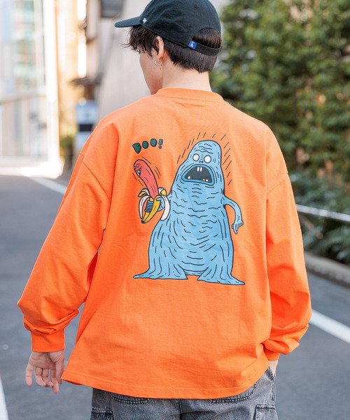 RAGEBLUE（レイジブルー）の「【toothblue/トゥースブルー】イラストレーターコラボ/ルーズロンT（Tシャツ/カットソー・メンズ・ブラック/イエロー/オレンジ/ホワイト・LARGE/MEDIUM）」の11枚目の写真