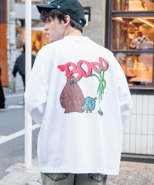 RAGEBLUE（レイジブルー）の「【toothblue/トゥースブルー】イラストレーターコラボ/ルーズロンT（Tシャツ/カットソー・メンズ・ブラック/イエロー/オレンジ/ホワイト・LARGE/MEDIUM）」の15枚目の写真