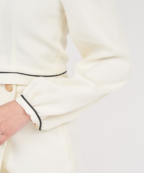 ROYAL PARTY(ロイヤルパーティー)の「配色パイピングコンパクトジャケット(ノーカラージャケット・レディース・ブラック/オフホワイト/ピンク・FREE)」の17枚目の写真