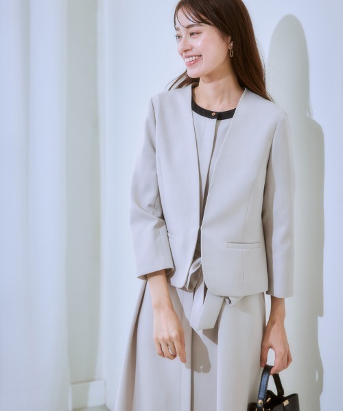 7days Life Styling(セブンデイズライフスタイリング)の「【洗濯機で洗える】 ドビー素材アンサンブルスーツセット(スーツセット・レディース・グレイッシュベージュ/ブラック系・L/M/S/LL)」の21枚目の写真